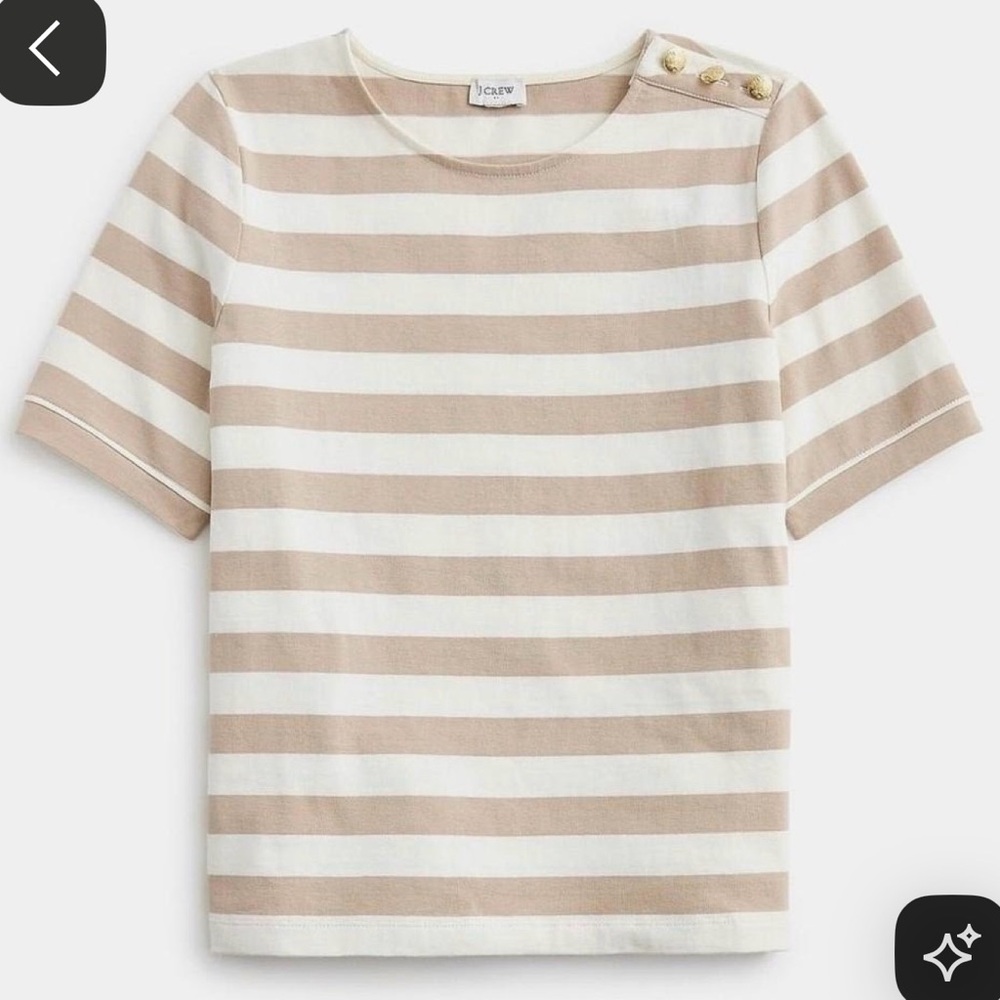 J.crew factory tan and white striped button shoulder shirt large